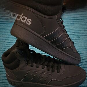Adidas Solid black "hoops 3.0 mid" shoes